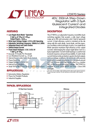 LT3689 datasheet - 40V, 350mA Step-Down Regulator with 2.5lA