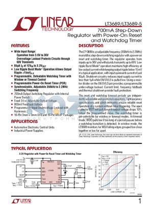 LT3689EMSE-5-PBF datasheet - 700mA Step-Down Regulator with Power-On Reset and Watchdog Timer