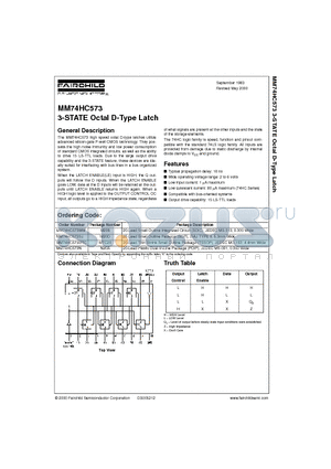 MM74HC573SJ datasheet - 3-STATE Octal D-Type Latch