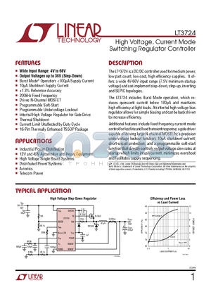 LT3724_1 datasheet - High Voltage, Current Mode Switching Regulator Controller Thermal Shutdown