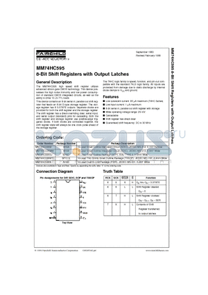 MM74HC595M datasheet - 8-Bit Shift Registers with Output Latches