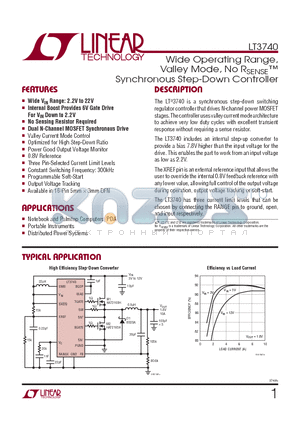 LT3740EDHC-TRPBF datasheet - Wide Operating Range, Valley Mode, No RSENSE Synchronous Step-Down Controller