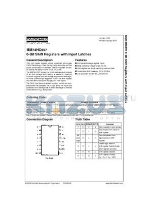 MM74HC597N datasheet - 8-Bit Shift Registers with Input Latches