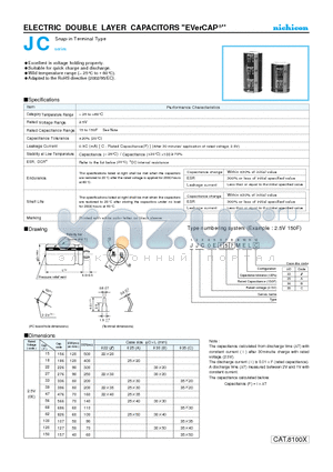 JJC0E127MELC datasheet - ELECTRIC DOUBLE LAYER CAPACITORS EVerCAP