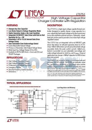 LT3751EUFD-PBF datasheet - Capacitor Charger Controller with Regulation