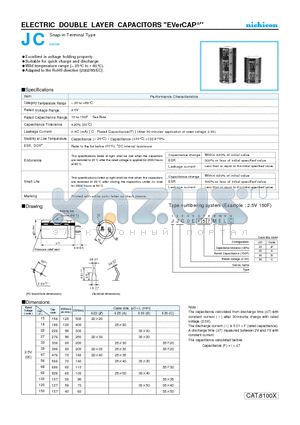 JJC0E826MELC datasheet - ELECTRIC DOUBLE LAYER CAPACITORS EVerCAP