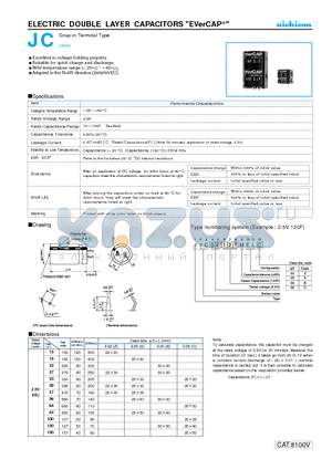 JJCOE226MEL datasheet - ELECTRIC DOUBLE LAYER CAPACITORS