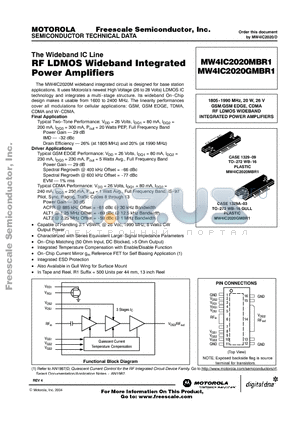 MW4IC2020 datasheet - RF LDMOS Wideband Integrated Power Amplifiers