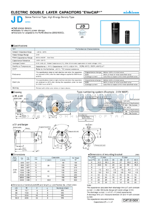 JJD0E258MSEG datasheet - ELECTRIC DOUBLE LAYER CAPACITORS EVerCAP