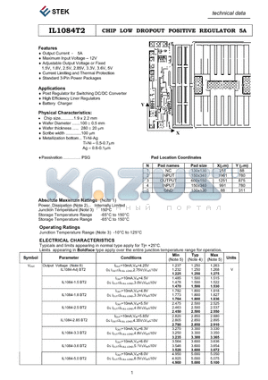 IL1084-3.6BT2 datasheet - CHIP LOW DROPOUT POSITIVE REGULATOR 5A