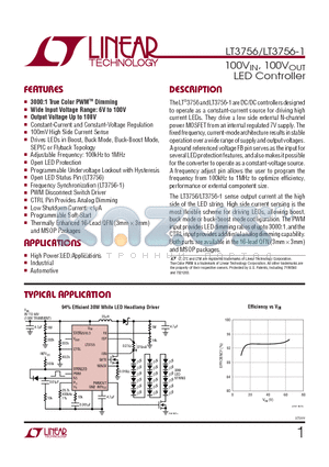 LT3756IMSE-1-PBF datasheet - 100VIN, 100VOUT LED Controller