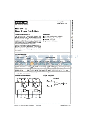 MM74HCT00MTCX_NL datasheet - Quad 2 Input NAND Gate