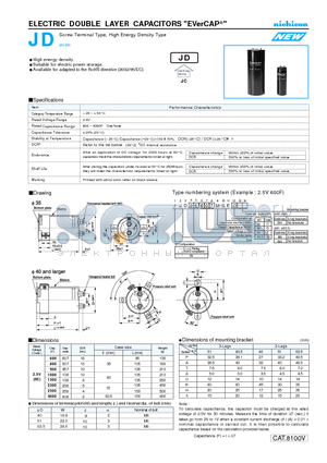 JJDOE238MSE datasheet - ELECTRIC DOUBLE LAYER CAPACITORS