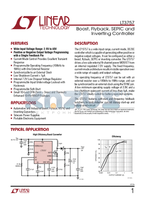 LT3757MPMSE-PBF datasheet - Boost, Flyback, SEPIC and Inverting Controller