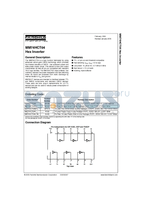 MM74HCT04N_NL datasheet - Hex Inverter