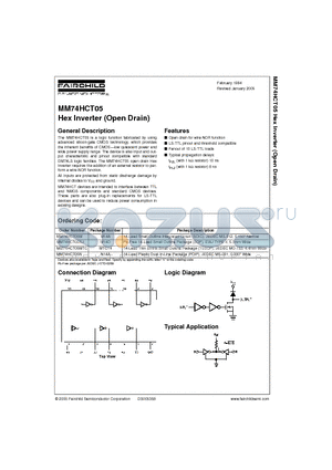 MM74HCT05N datasheet - Hex Inverter (Open Drain)