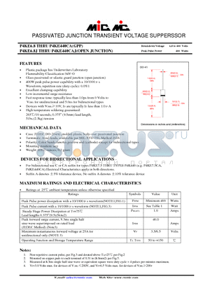 P4KE13AJ datasheet - PASSIVATED JUNCTION TRANSIENT VOLTAGE SUPPERSSOR