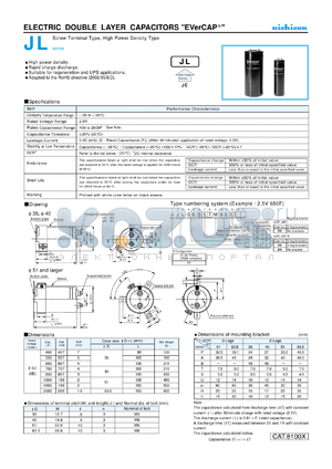 JJL0E268MSEGBN datasheet - ELECTRIC DOUBLE LAYER CAPACITORS EVerCAP