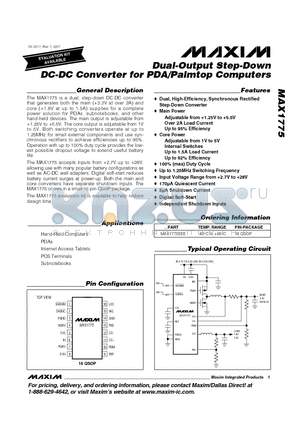 MAX1775 datasheet - Dual-Output Step-Down DC-DC Converter for PDA/Palmtop Computers