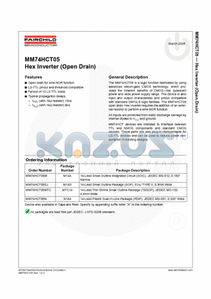 MM74HCT05_08 datasheet - MM74HCT05 Hex Inverter (Open Drain)