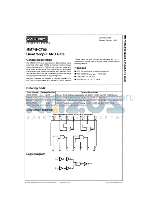 MM74HCT08M datasheet - Quad 2-Input AND Gate