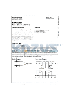 MM74HCT08M datasheet - Quad 2-Input AND Gate