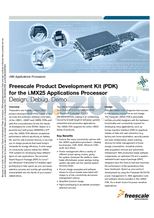MCIMX25WPDK datasheet - Freescale Product Development Kit (PDK) for the i.MX25 Applications Processor