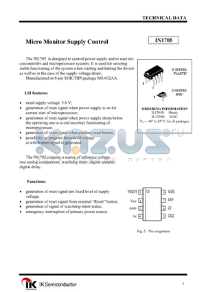 IL1705N datasheet - Micro Monitor Supply Control