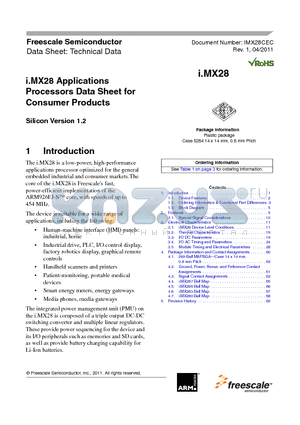 MCIMX280DVM4B datasheet - Processors Data Sheet for Consumer Products