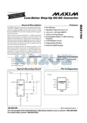 MAX1790 datasheet - Low-Noise Step-Up DC-DC Converter