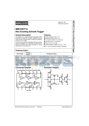 MM74HCT14SJ datasheet - Hex Inverting Schmitt Trigger