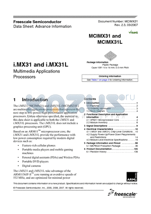 MCIMX31 datasheet - Multimedia Applications Processors