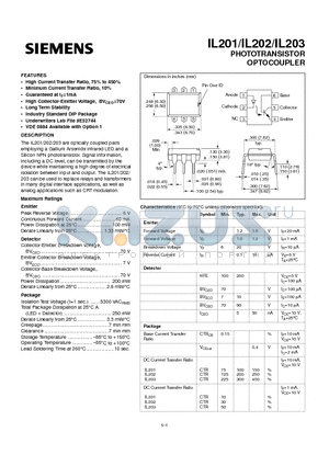 IL202 datasheet - PHOTOTRANSISTOR OPTOCOUPLER