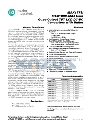 MAX1778_12 datasheet - Quad-Output TFT LCD DC-DC Converters with Buffer
