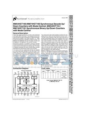 MM74HCT190 datasheet - Level changes on Enable or Down/Up can be made regardless of the level of the clock