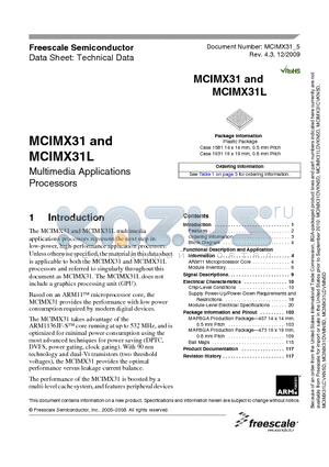 MCIMX31L datasheet - Multimedia Applications Processors