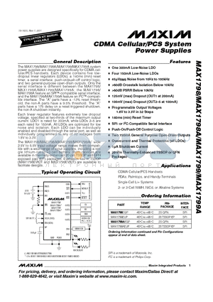 MAX1798 datasheet - CDMA Cellular/PCS System Power Supplies