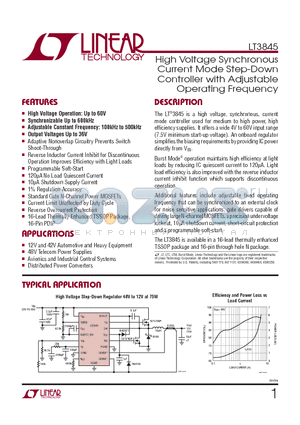 LT3845EN datasheet - High Voltage Synchronous Current Mode Step-Down Controller with Adjustable Operating Frequency