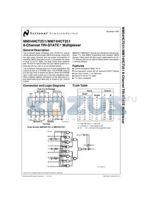 MM74HCT251N datasheet - 8-Channel TRI-STATE-R Multiplexer