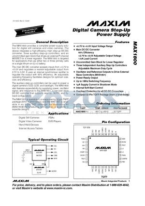 MAX1800 datasheet - Digital Camera Step-Up Power Supply