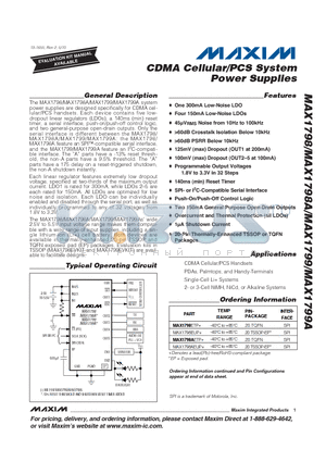 MAX1799ETP+ datasheet - CDMA Cellular/PCS System Power Supplies