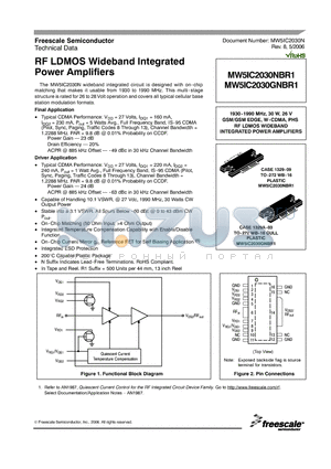 MW5IC2030GMBR1 datasheet - RF LDMOS Wideband Integrated Power Amplifiers