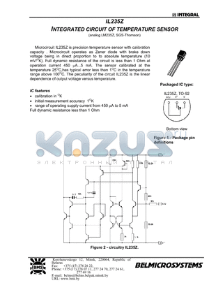 IL235Z datasheet - INTEGRATED CIRCUIT OF TEMPERATURE SENSOR