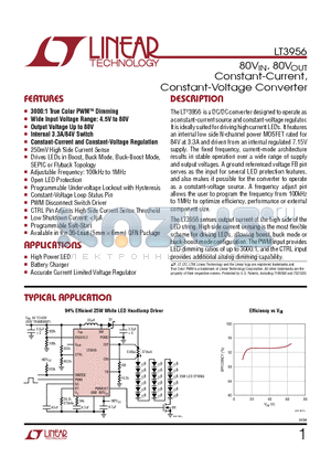 LT3956EUHE-TRPBF datasheet - 80VIN, 80VOUT Constant-Current, Constant-Voltage Converter