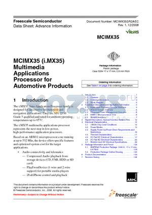 MCIMX356AVM5B datasheet - Multimedia Applications Processor for Automotive Products