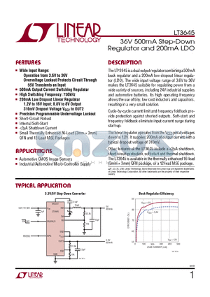 LT3970 datasheet - 36V 500mA Step-Down Regulator and 200mA LDO