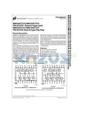 MM74HCT573 datasheet - TRI-STATE Octal D-Type Latch / TRI-STATE Octal D-Type Flip-Flop