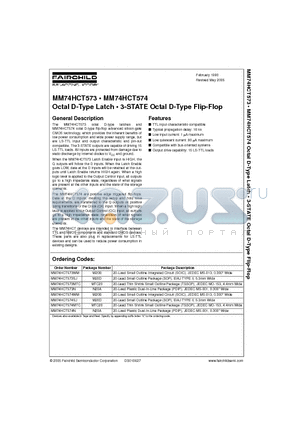 MM74HCT573WM datasheet - Octal D-Type Latch - 3-STATE Octal D-Type Flip-Flop