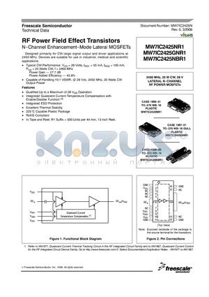 MW7IC2425NR1 datasheet - RF Power Field Effect Transistors N-Channel Enhancement-Mode Lateral MOSFETs