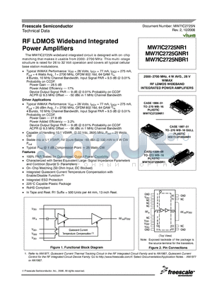 MW7IC2725NR1 datasheet - RF LDMOS Wideband Integrated  Power Amplifiers